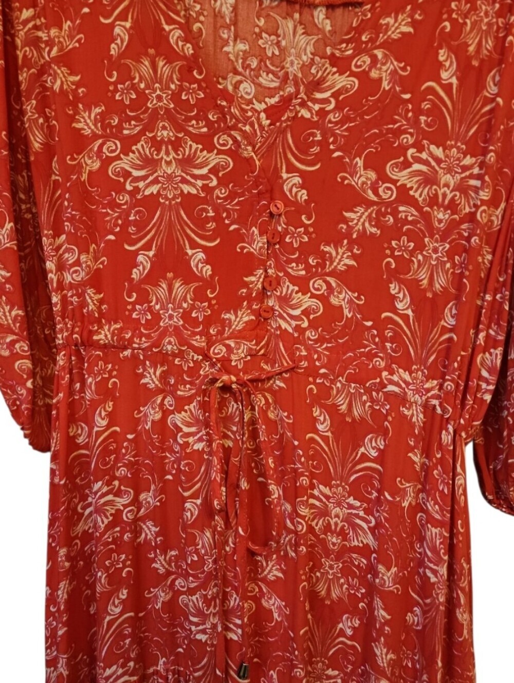 ABEL THE LABEL Strawberry Kisses Boho Maxi Dress Size Medium Anthropologie Red - Picture 5 of 10